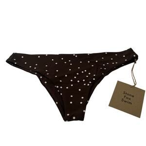 NWT Free People Stone Fox Swim Womens Roca Bikini Bottom Terra Dot Brown/White L